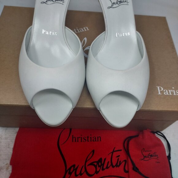 CHRISTIAN LOUBOUTIN Me Dolly Leather White Mule Sandal - Picture 7 of 10
